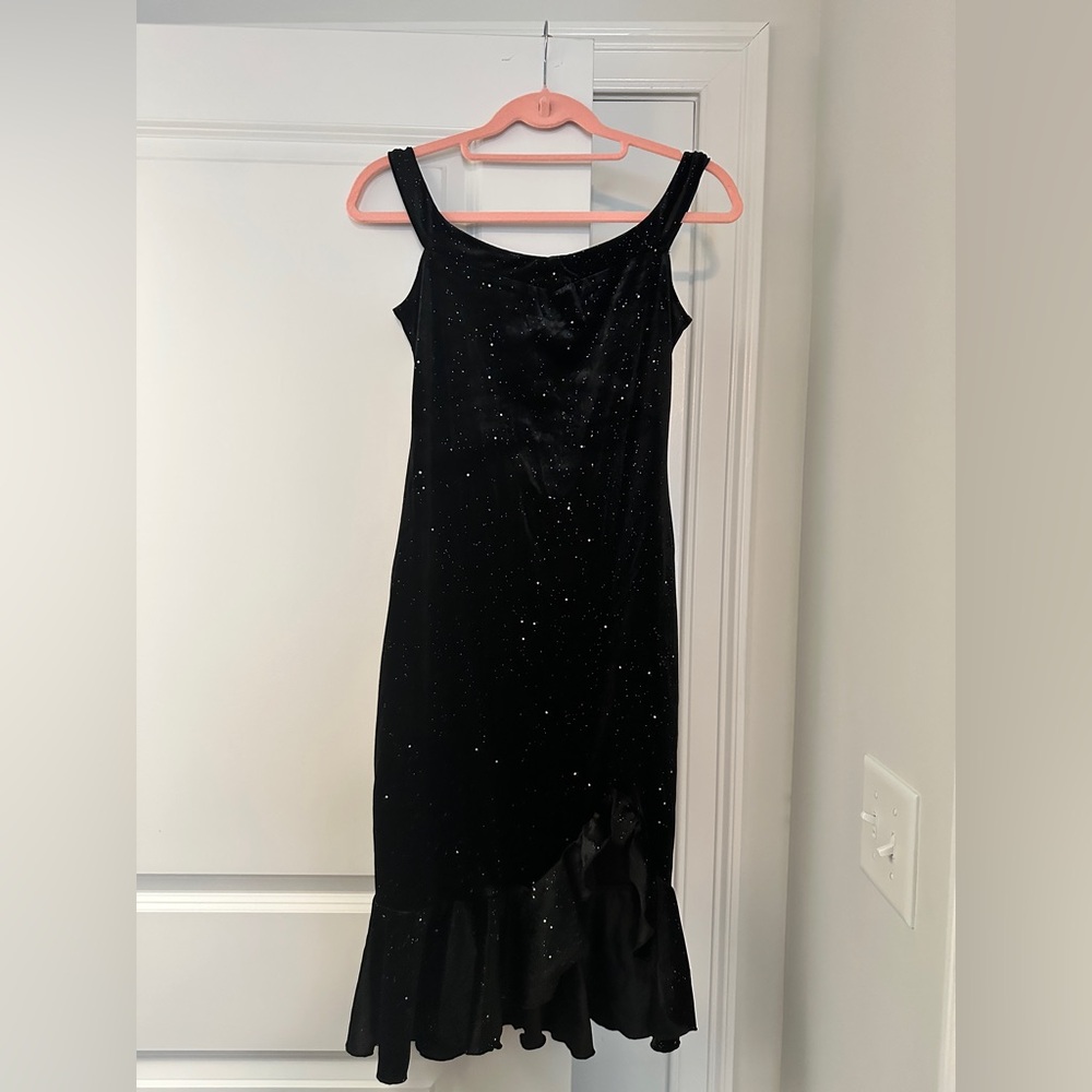 Black Sparkle Off-the-Shoulder Dress